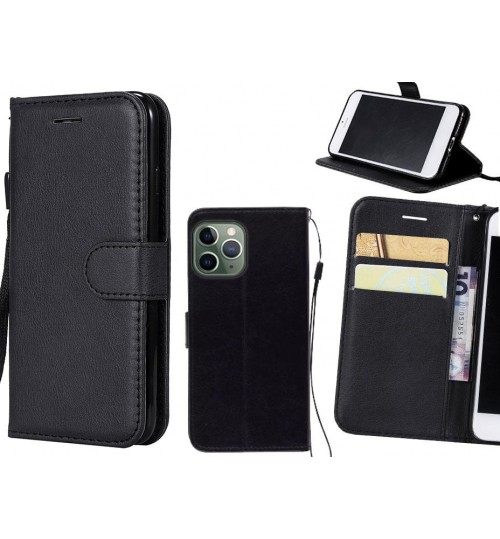 Iphone 11 Pro Case Fine Leather Wallet Case - Black