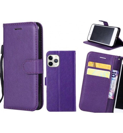 Iphone 11 Pro Max Case Fine Leather Wallet Case - Purple