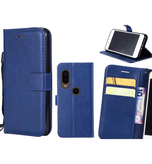 Moto P40 Case Fine Leather Wallet Case - Blue