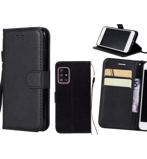 Galaxy A51 Case Fine Leather Wallet Case - Black