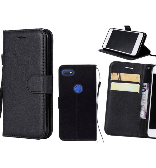 Alcatel 1v Case Fine Leather Wallet Case - Black