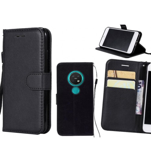 Nokia 7.2 Case Fine Leather Wallet Case - Black