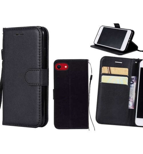 Iphone Se 2020 Case Fine Leather Wallet Case - Black