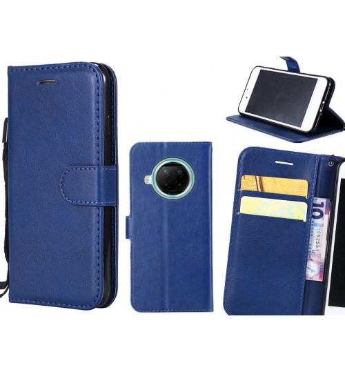 Xiaomi Redmi Note 9 Pro Case Fine Leather Wallet Case - Blue