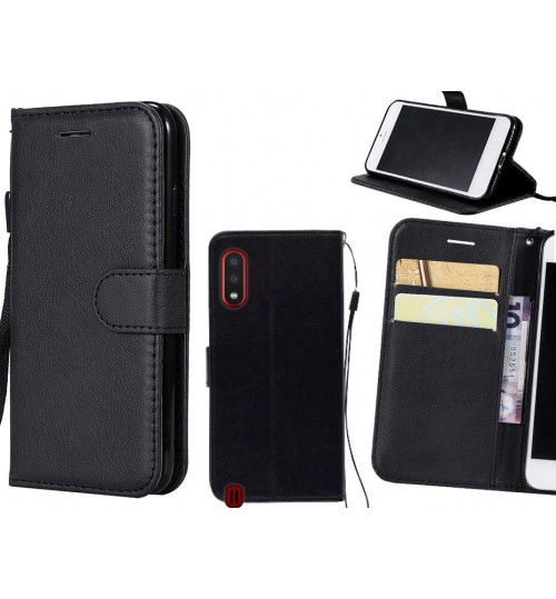 Samsung Galaxy A01 Case Fine Leather Wallet Case - Black