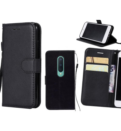 Oneplus 8 Case Fine Leather Wallet Case - Black