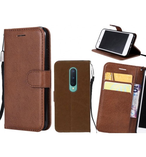 Oneplus 8 Case Fine Leather Wallet Case - Brown