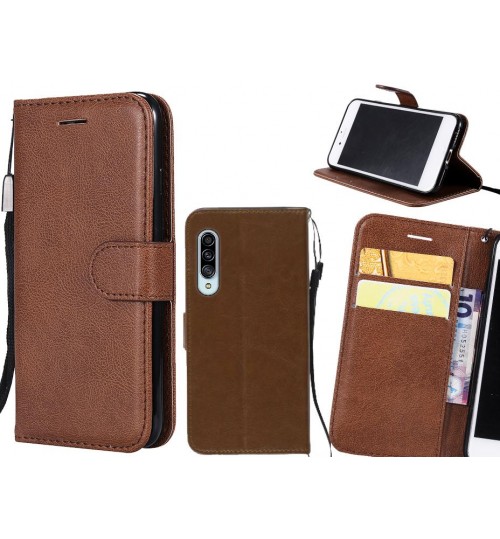 Samsung Galaxy A90 Case Fine Leather Wallet Case - Brown