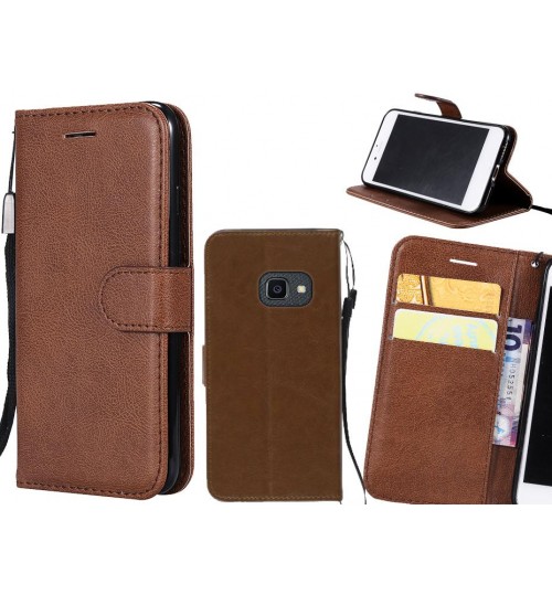 Galaxy Xcover 4s Case Fine Leather Wallet Case - Brown