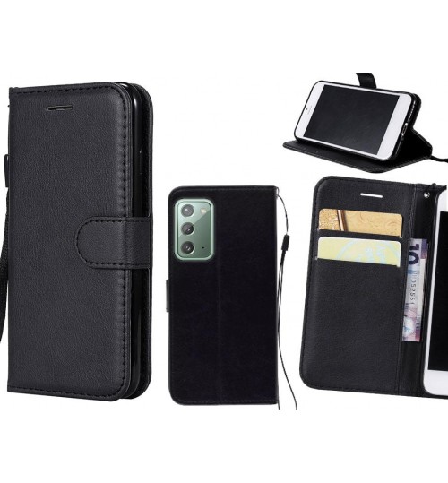 Galaxy Note 20 Case Fine Leather Wallet Case - Black