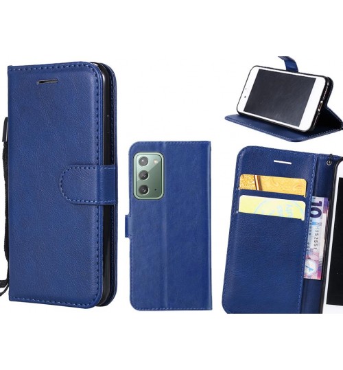 Galaxy Note 20 Case Fine Leather Wallet Case - Blue
