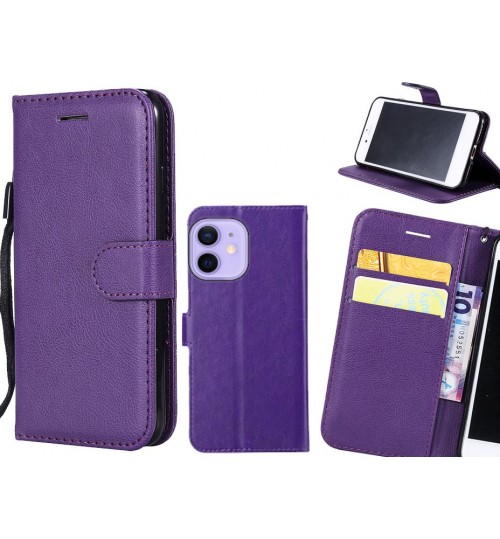 Iphone 12 Mini Case Fine Leather Wallet Case - Purple