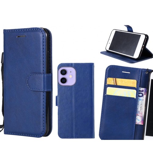 Iphone 12 Mini Case Fine Leather Wallet Case - Blue