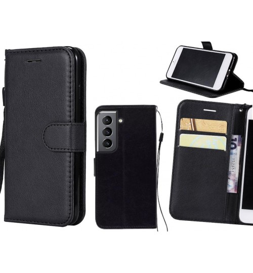 Galaxy S21 Case Fine Leather Wallet Case - Black