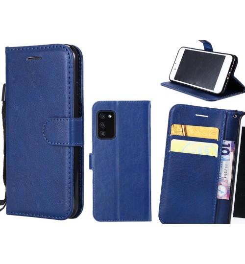 Samsung Galaxy A02s Case Fine Leather Wallet Case - Blue