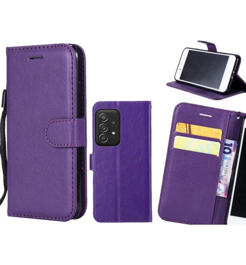 Samsung Galaxy A52 Case Fine Leather Wallet Case - Purple