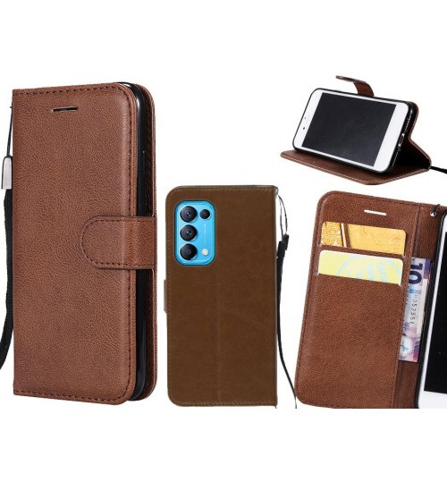 Oppo Find X3 Lite Case Fine Leather Wallet Case - Brown