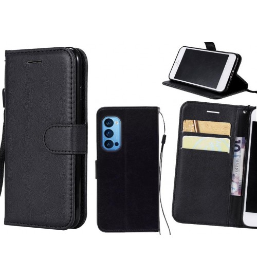 Oppo Reno 4 Pro Case Fine Leather Wallet Case - Black