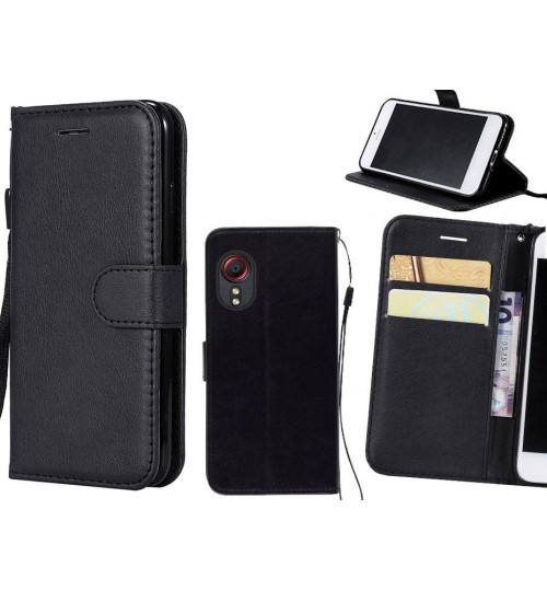 Samsung Galaxy Xcover 5 Case Fine Leather Wallet Case - Black