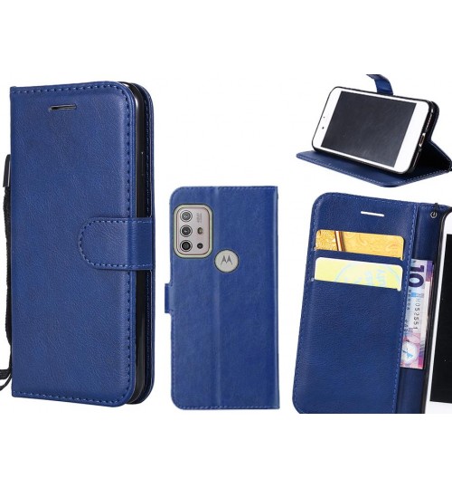 Moto G10 Case Fine Leather Wallet Case - Blue