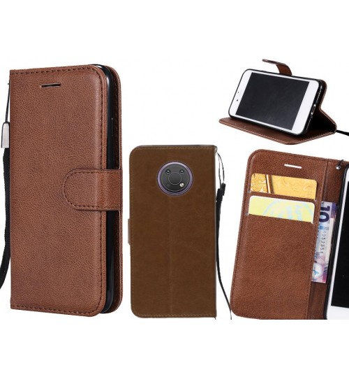 Nokia G10 Case Fine Leather Wallet Case - Brown