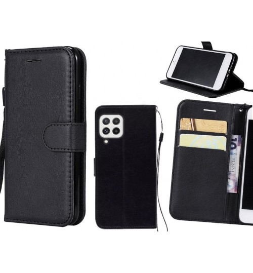 Samsung Galaxy A22 4g Case Fine Leather Wallet Case - Black