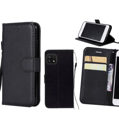 Samsung Galaxy A22 5g Case Fine Leather Wallet Case - Black