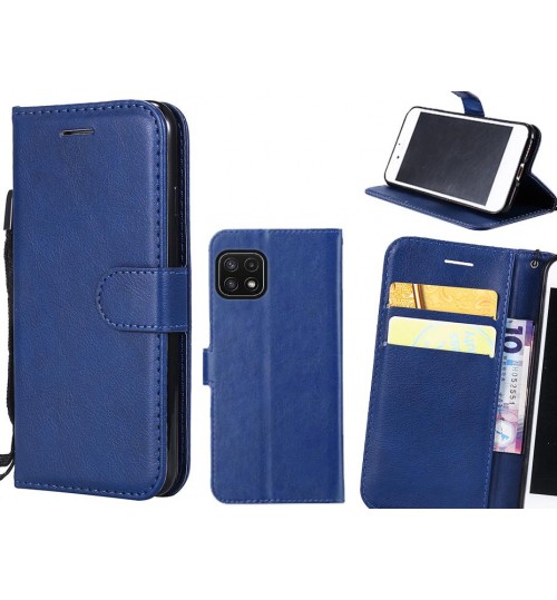 Samsung Galaxy A22 5g Case Fine Leather Wallet Case - Blue