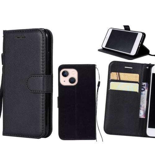 Iphone 13 Mini Case Fine Leather Wallet Case - Black