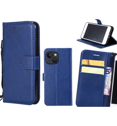 Iphone 13 Case Fine Leather Wallet Case - Blue