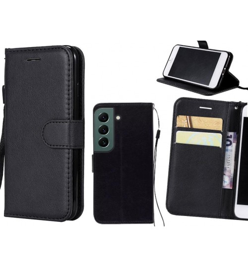 Samsung Galaxy S22 Case Fine Leather Wallet Case - Black