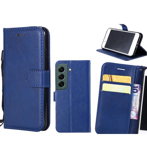 Samsung Galaxy S22 Case Fine Leather Wallet Case - Blue