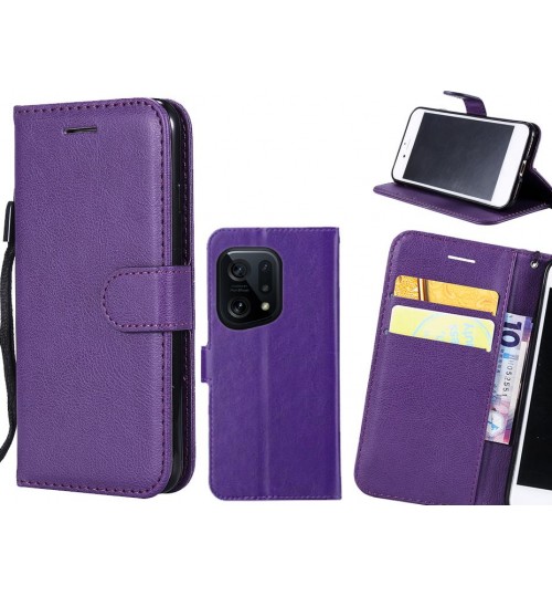 Oppo Find X5 Case Fine Leather Wallet Case - Purple