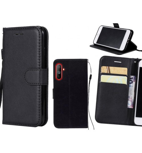 Realme C3 Case Fine Leather Wallet Case - Black