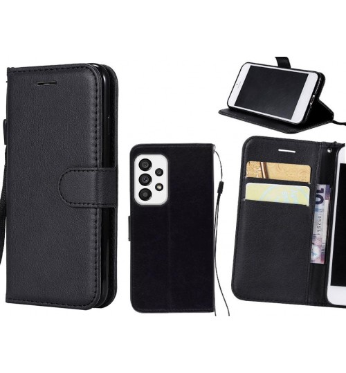 Samsung Galaxy A73 5g Case Fine Leather Wallet Case - Black