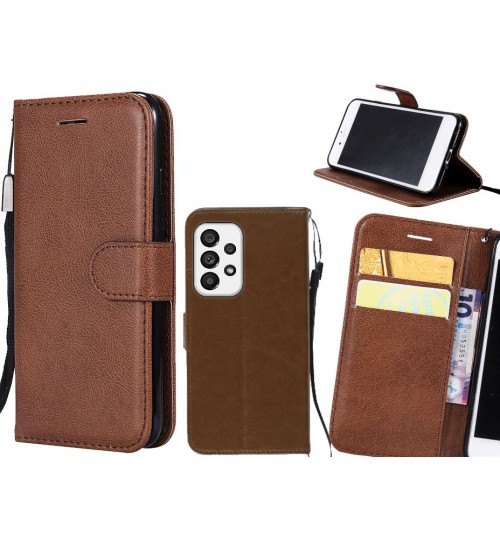 Samsung Galaxy A73 5g Case Fine Leather Wallet Case - Brown