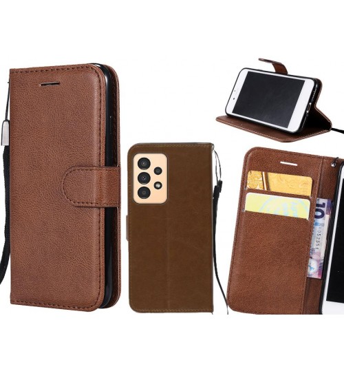 Samsung Galaxy A13 Case Fine Leather Wallet Case - Brown