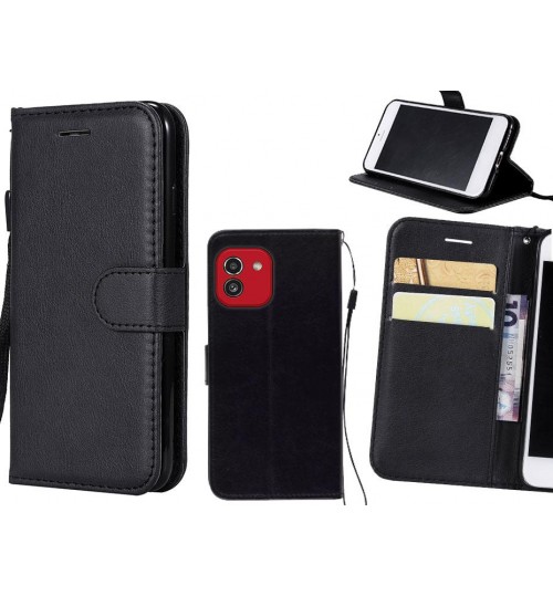 Samsung Galaxy A03 Case Fine Leather Wallet Case - Black