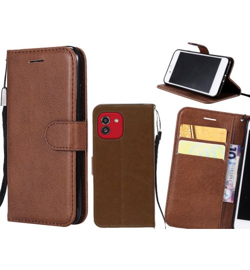 Samsung Galaxy A03 Case Fine Leather Wallet Case - Brown