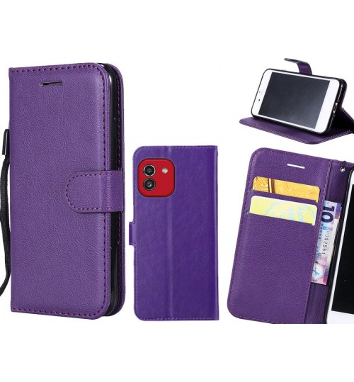 Samsung Galaxy A03 Case Fine Leather Wallet Case - Purple