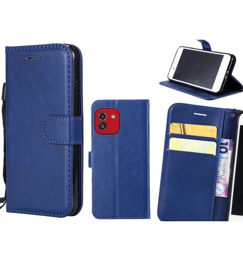 Samsung Galaxy A03 Case Fine Leather Wallet Case - Blue