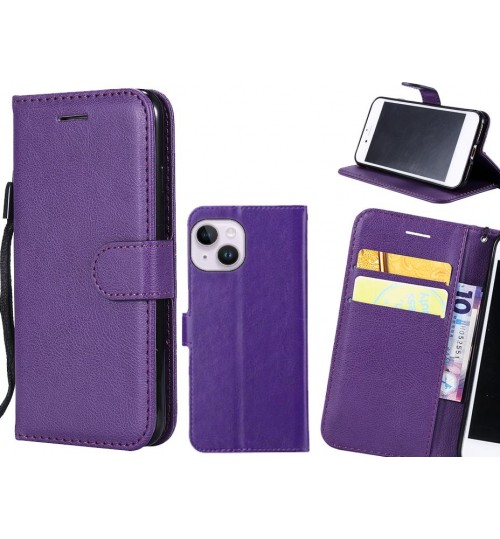 Iphone 14 Plus Case Fine Leather Wallet Case - Purple