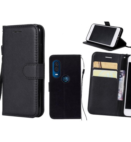 Motorola One Vision Case Fine Leather Wallet Case