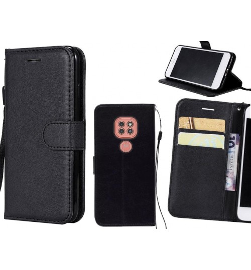 Moto G9 Play Case Fine Leather Wallet Case - Black