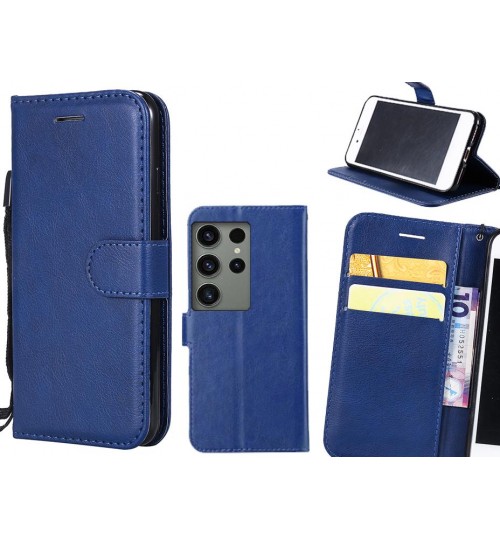 Samsung Galaxy S23 Ultra Case Fine Leather Wallet Case - Blue
