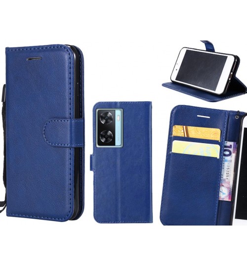Oppo A57s Case Fine Leather Wallet Case - Blue