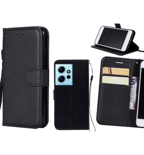 Xiaomi Redmi Note 12 4g Case Fine Leather Wallet Case - Black