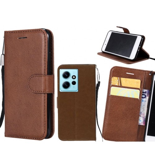 Xiaomi Redmi Note 12 4g Case Fine Leather Wallet Case - Brown
