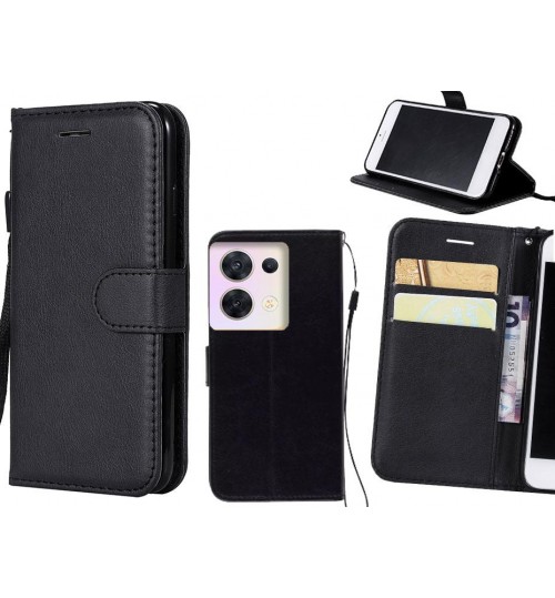 Oppo Reno 8 Case Fine Leather Wallet Case - Black