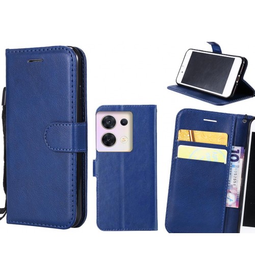Oppo Reno 8 Case Fine Leather Wallet Case - Blue